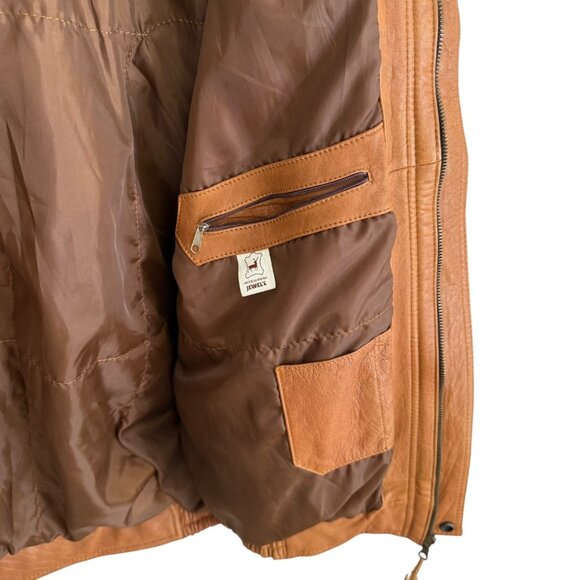 Vintage Jewels Mens Leather Bomber Jacket Brown Size 2XL Retro‎ Rugged Western - Picture 5 of 12